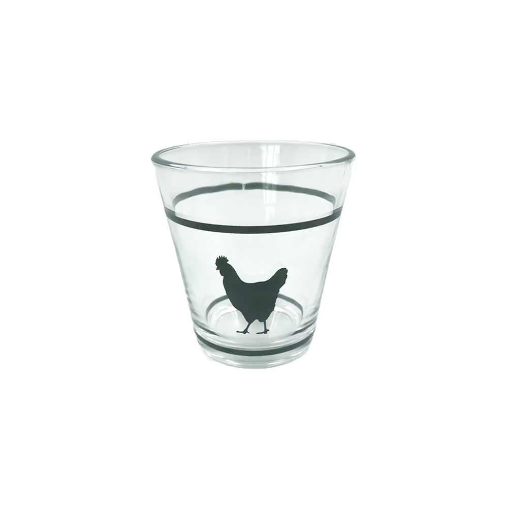 Glass tumbler x3 hen pattern 25cl
