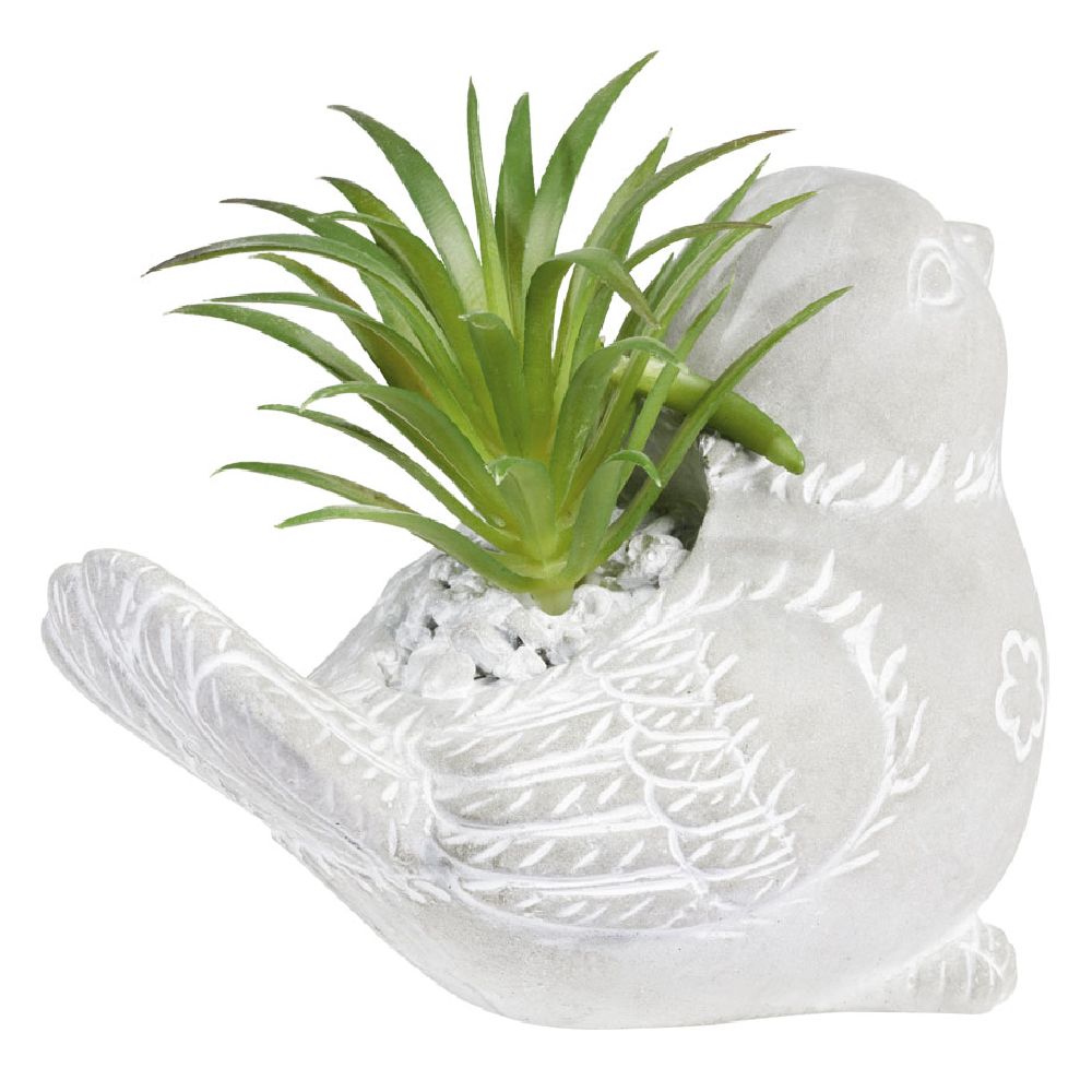 Artificial plant in cement pot, bird shape, H9.7cm