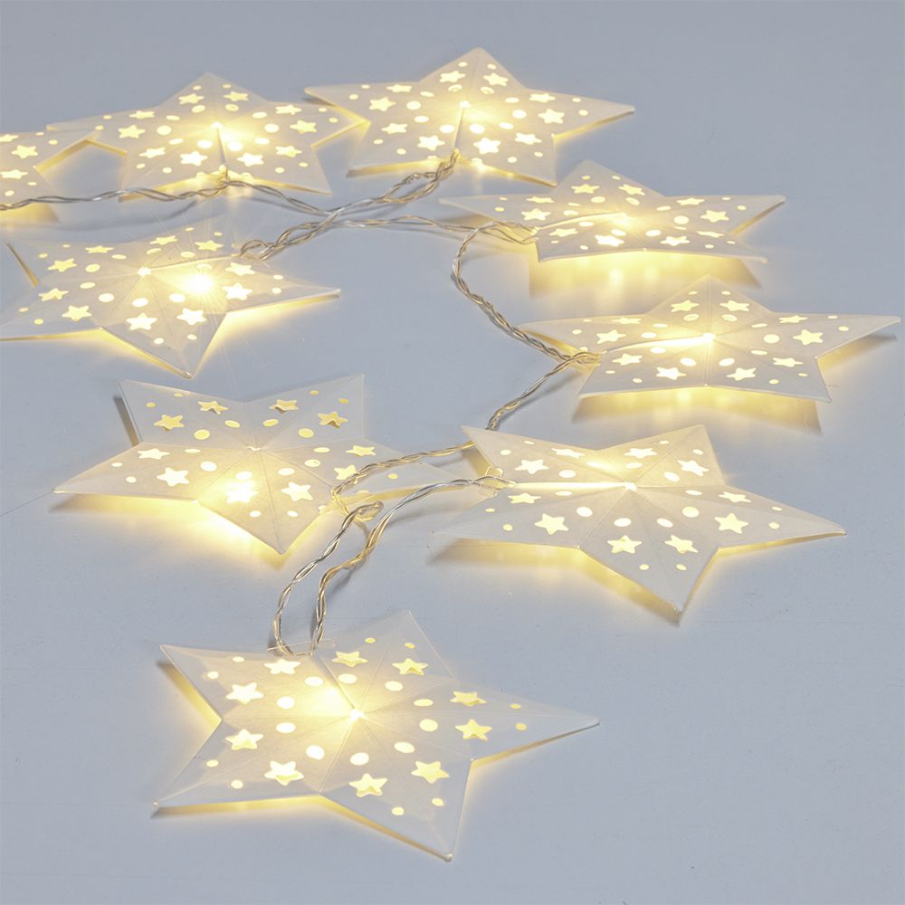 10 LED warm white star light garland L.1.35 m