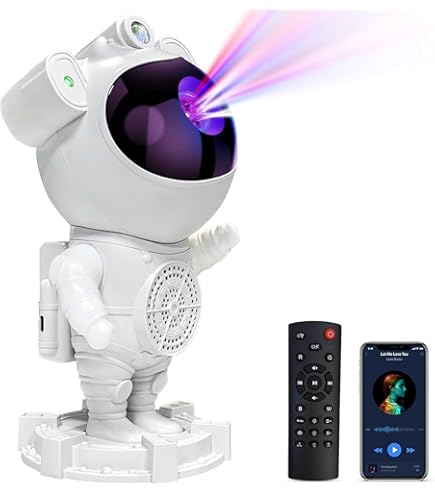 DRITE ME PROJEKTOR NE FORME ASTRONAUTI ME TELEKOMANDE