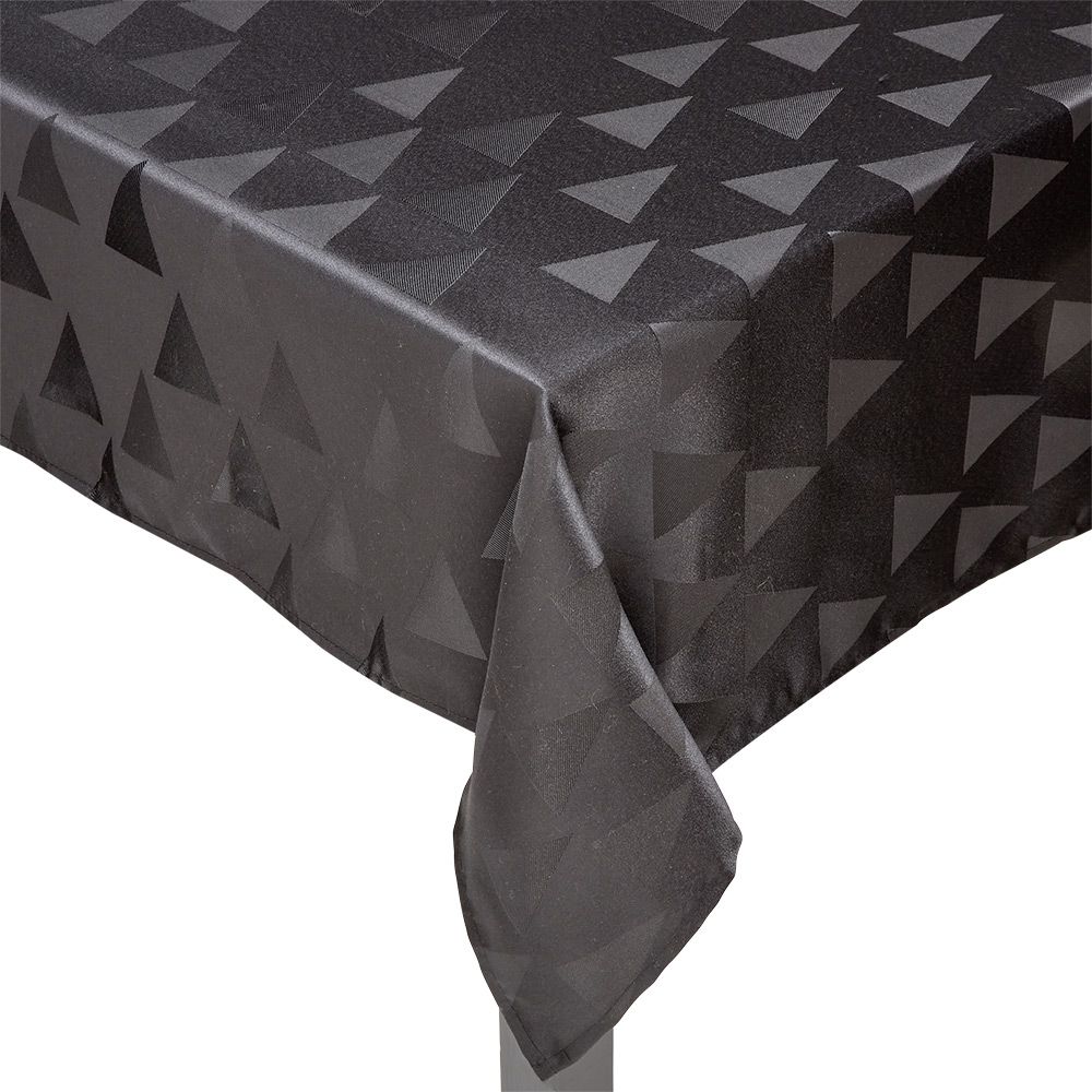 Black fabric tablecloth with triangle pattern