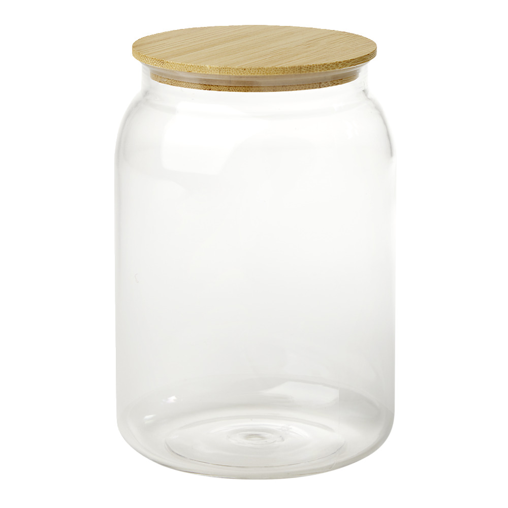 KAVANOZ PLASTIKE ME KAPAK BAMBOO 10X15