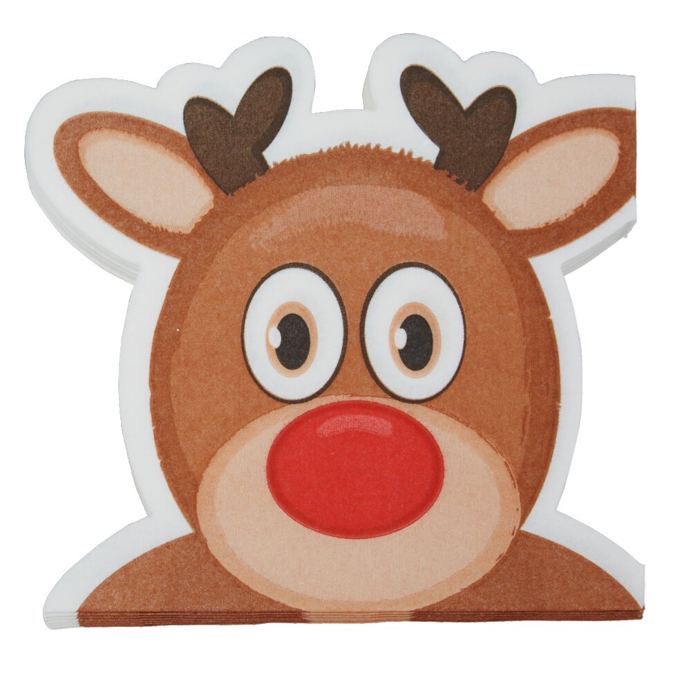 Christmas reindeer shaped paper napkins x12