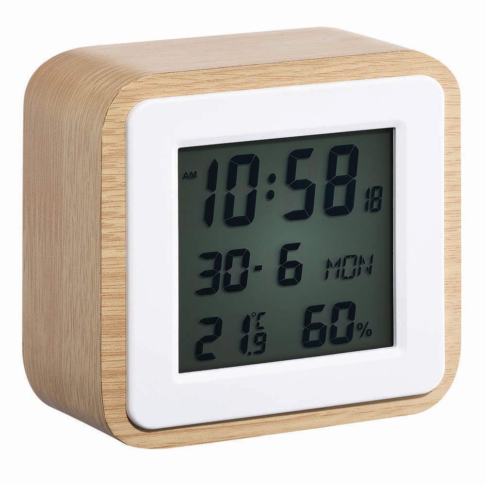 Homday X-Pert square alarm clock in natural white