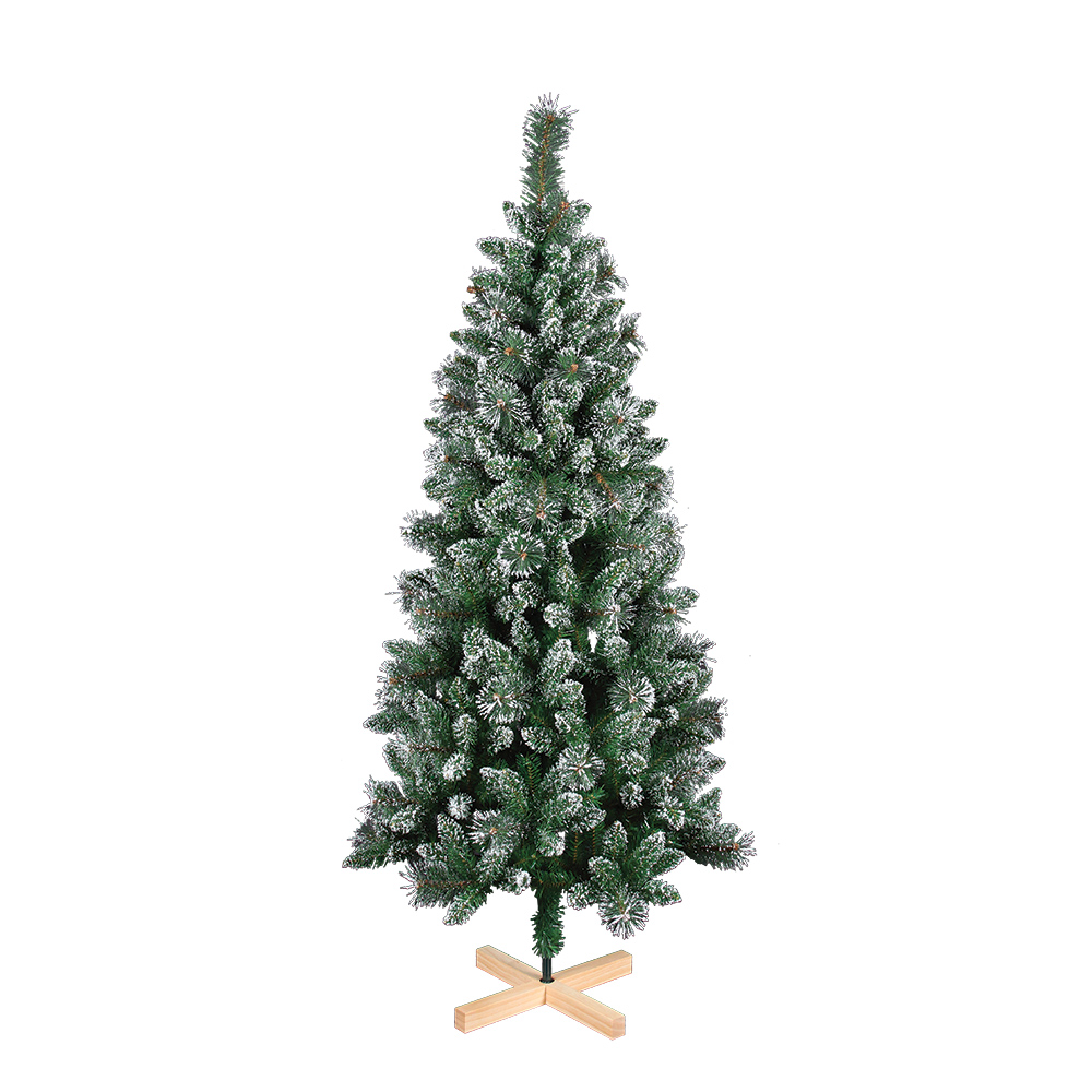 Artificial snow-effect fir tree with wooden base and 502 branches, Ø86xH180cm