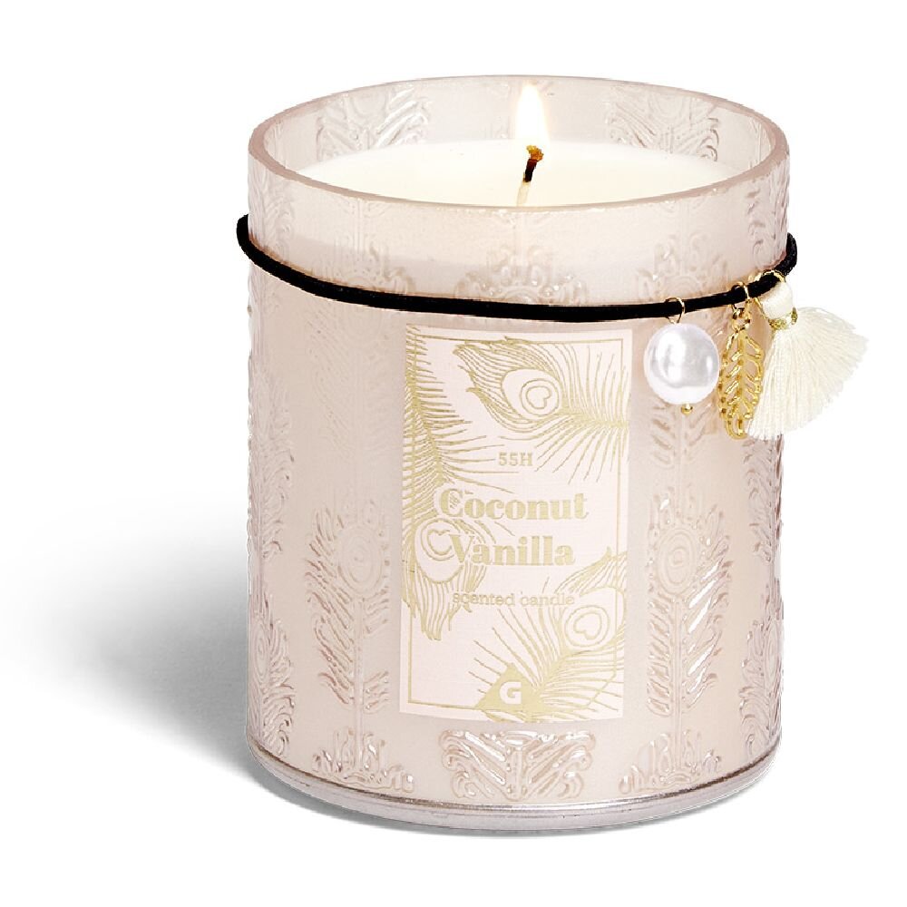 Coconut Vanilla charm candle in beige glass 55H