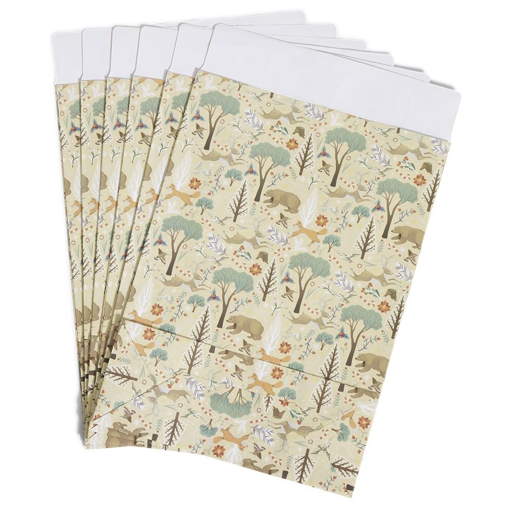 Christmas paper gift envelope with nature pattern x6 - 20x8xH28cm