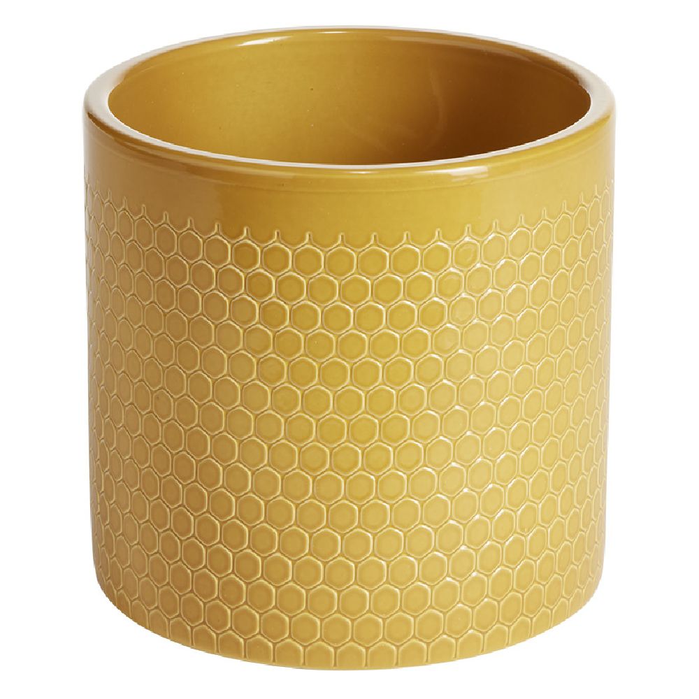 Capri yellow honeycomb flower pot Ø13.5x12.3cm 1.29L