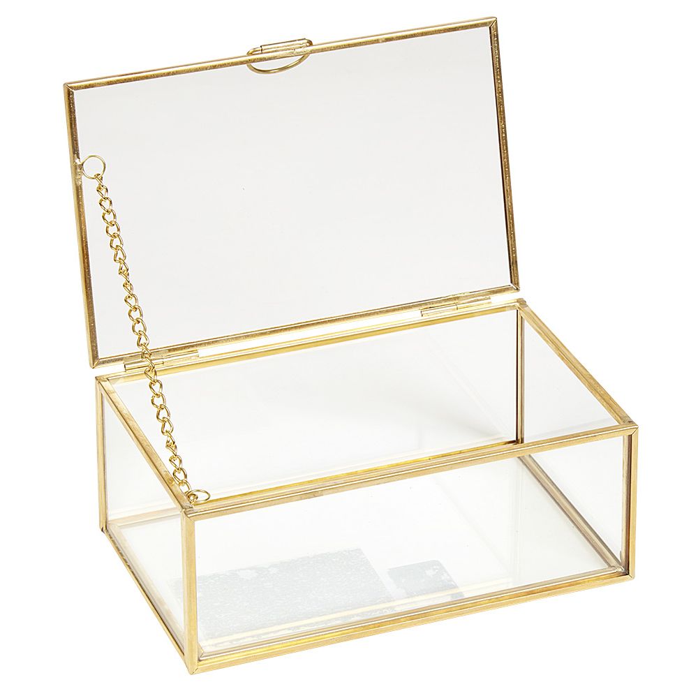 Glass storage box with brass surround L14 cm