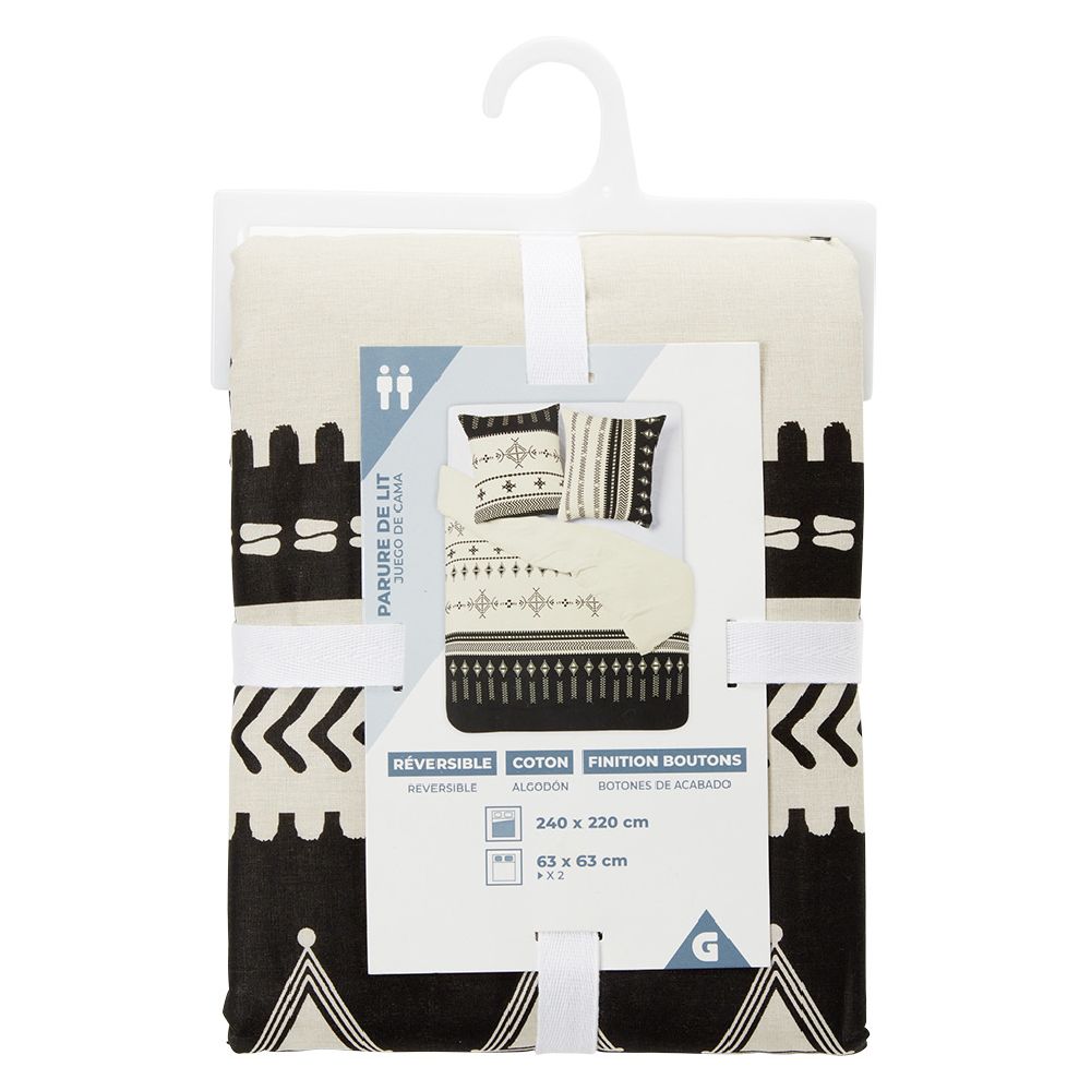 Black bed set L240X220 cm and 2 pillowcases