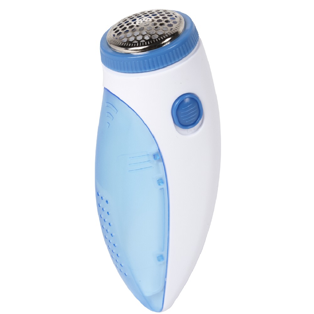 Blue and white electric fabric shaver