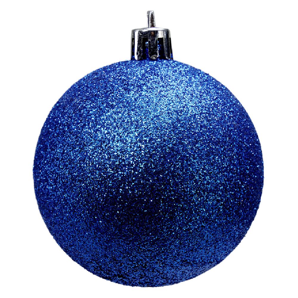 Blue glittery Christmas baubles Ø6cm x6