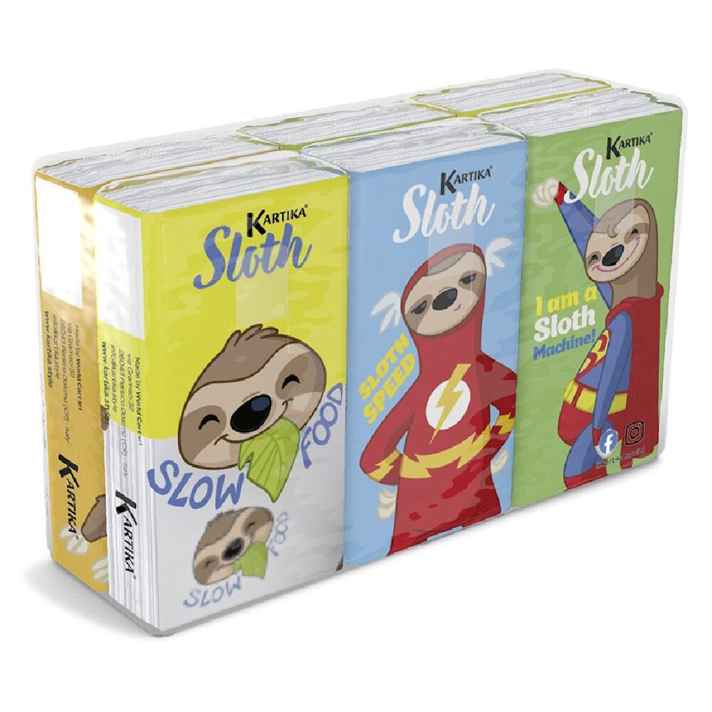 6 Pack 4-Ply Sloth Pattern Tissues