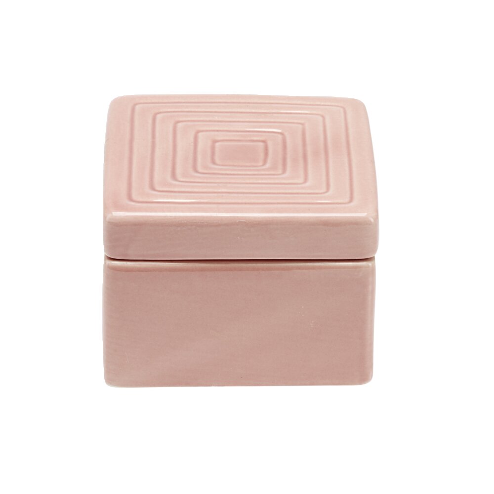 Pink ceramic square box 11x11x8cm