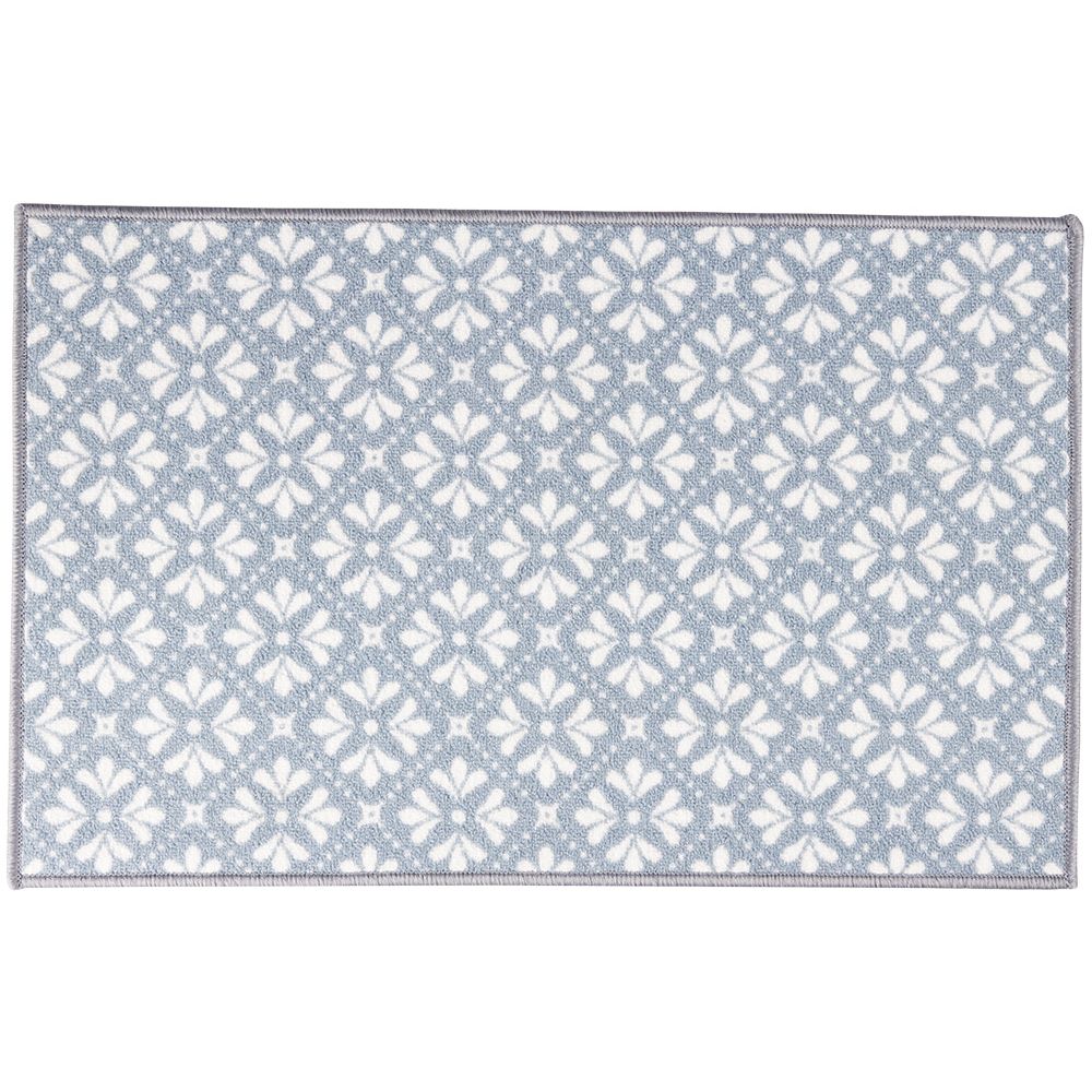 Blue printed latex kitchen mat 80x50 cm