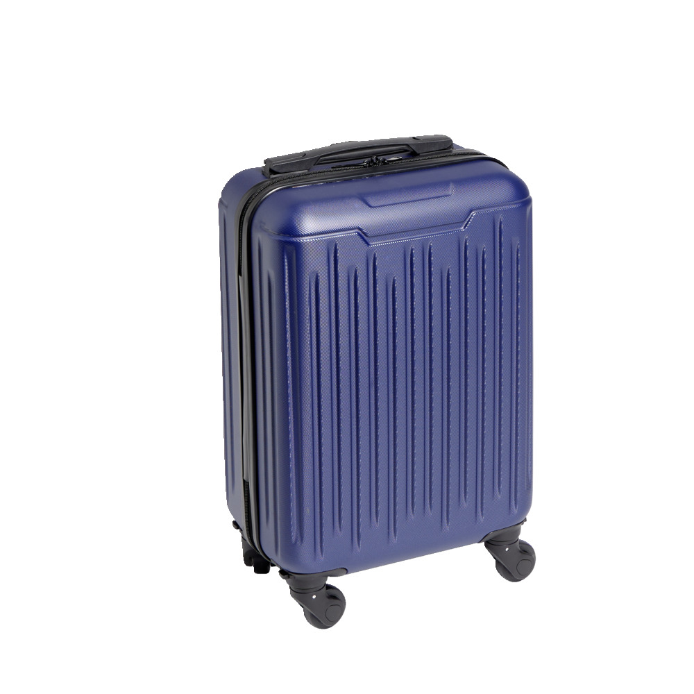 26L rigid cabin suitcase with trolley, 4 removable wheels, 51cm, blue