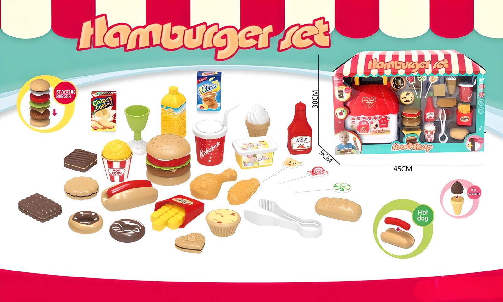 Set ushqimi fast food nga plastika 