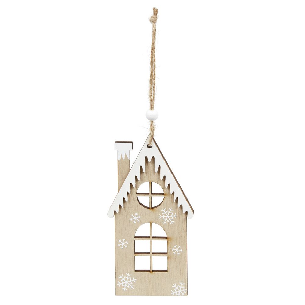 Hanging wooden chalet Christmas decoration