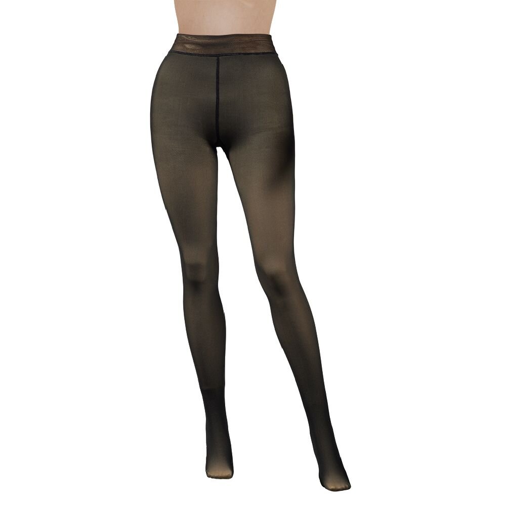 Faux-skin fleece tights
