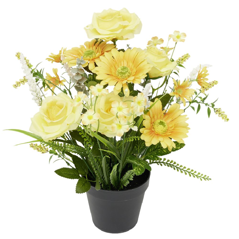 Artificial daisy and heather pot Ø25xH42cm