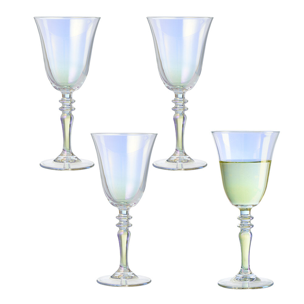 27cl transparent iridescent wine glass x4