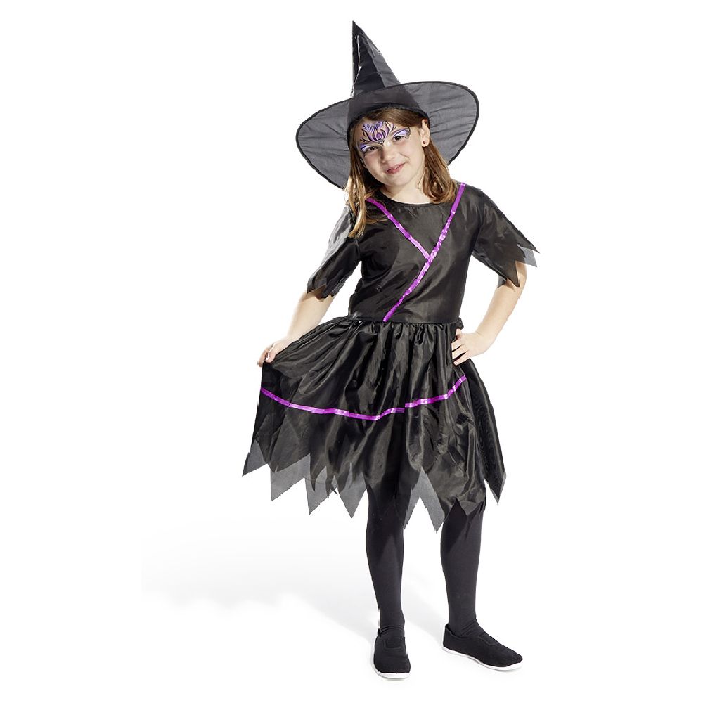 Children's witch costume, dress and hat