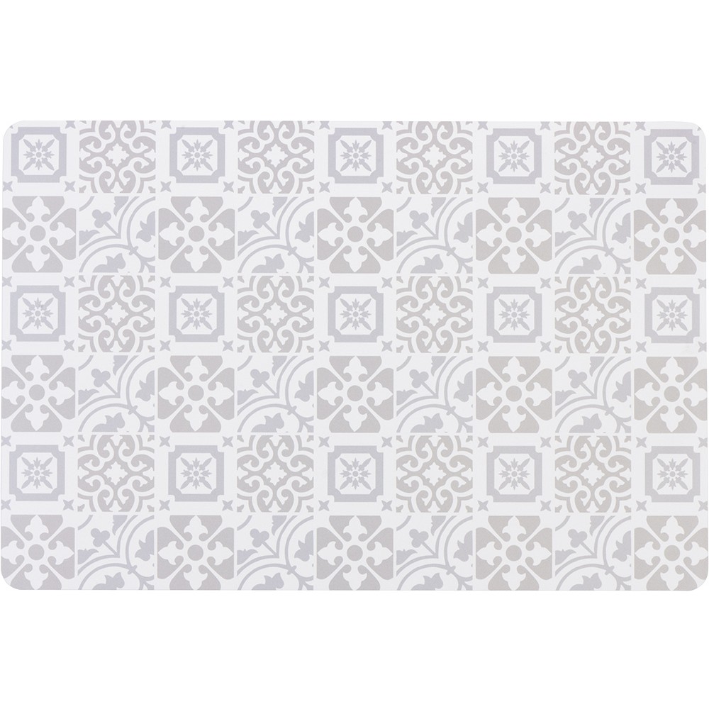 Rectangular plastic placemat, frosted gray cement tile