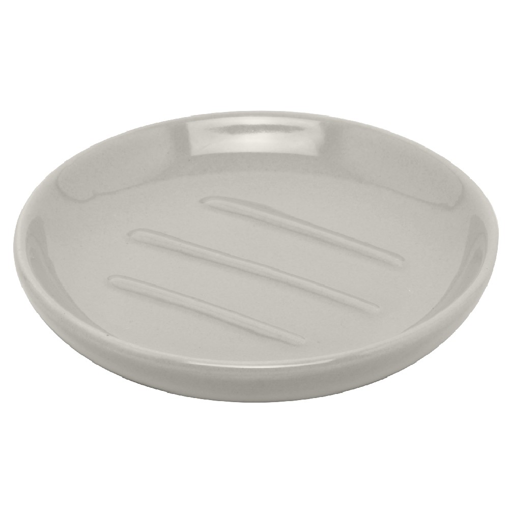 Round taupe soap dish