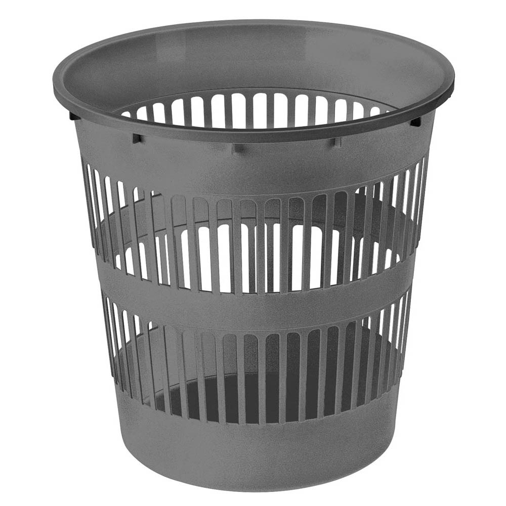 12L grey plastic wastepaper basket