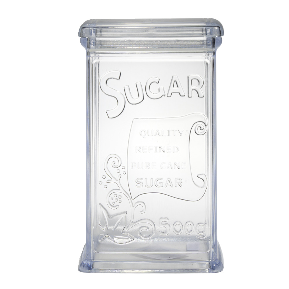 500g transparent plastic sugar box 11.5x9xH19cm