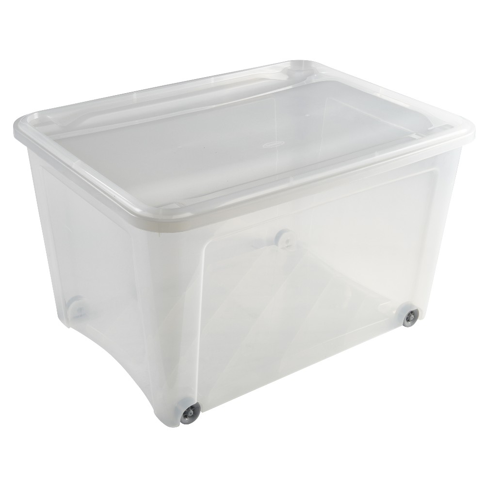 140L transparent storage box on wheels