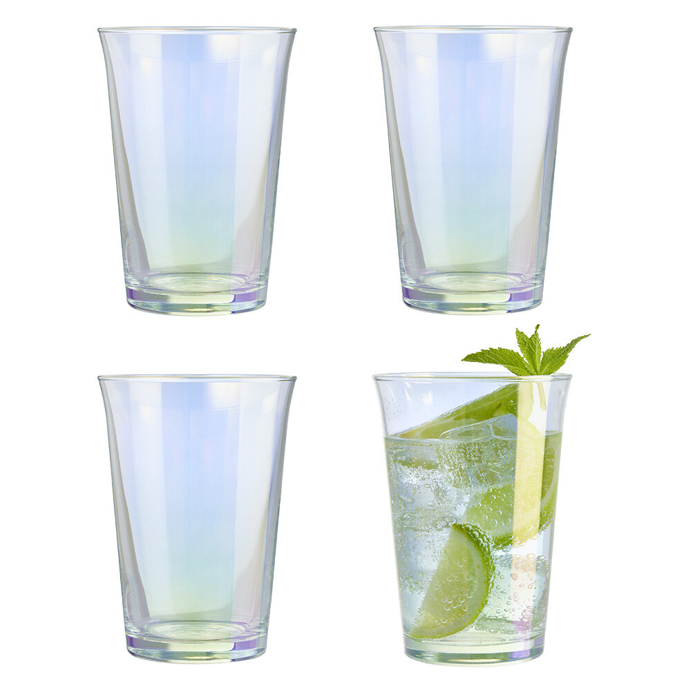 29cl transparent iridescent water glass x4