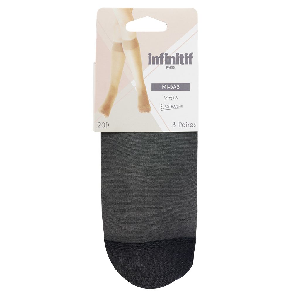 Black sheer knee-highs 20D x3
