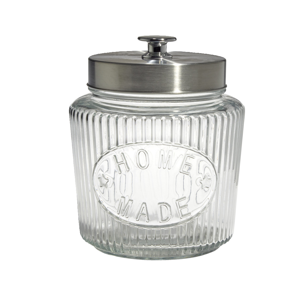 1L glass storage jar with metal lid Ø11.5xH18cm