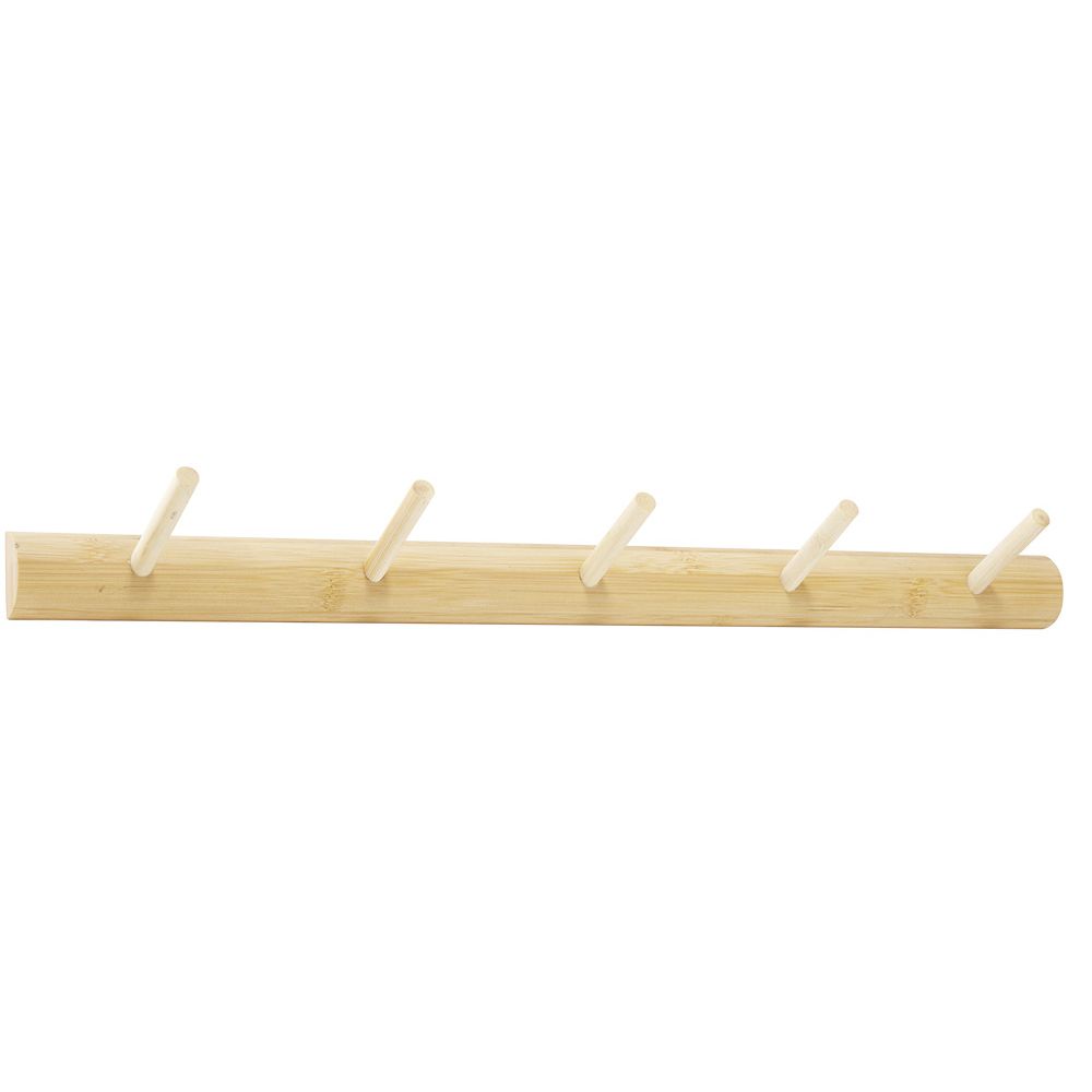 Bamboo coat rack with 5 hooks, L50cm