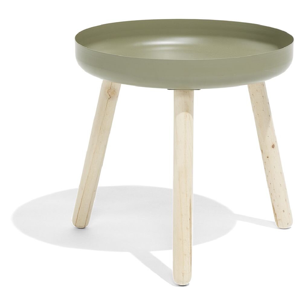 Echo side table Ø40xH40cm pine and green steel
