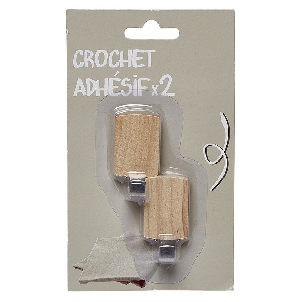 Adhesive hooks x2 wood