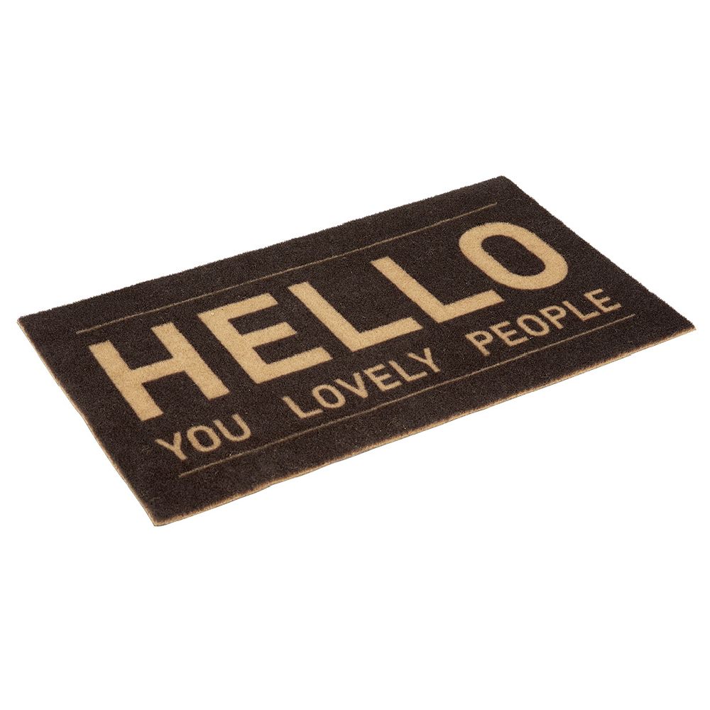 Brown printed outdoor doormat 75x45 cm
