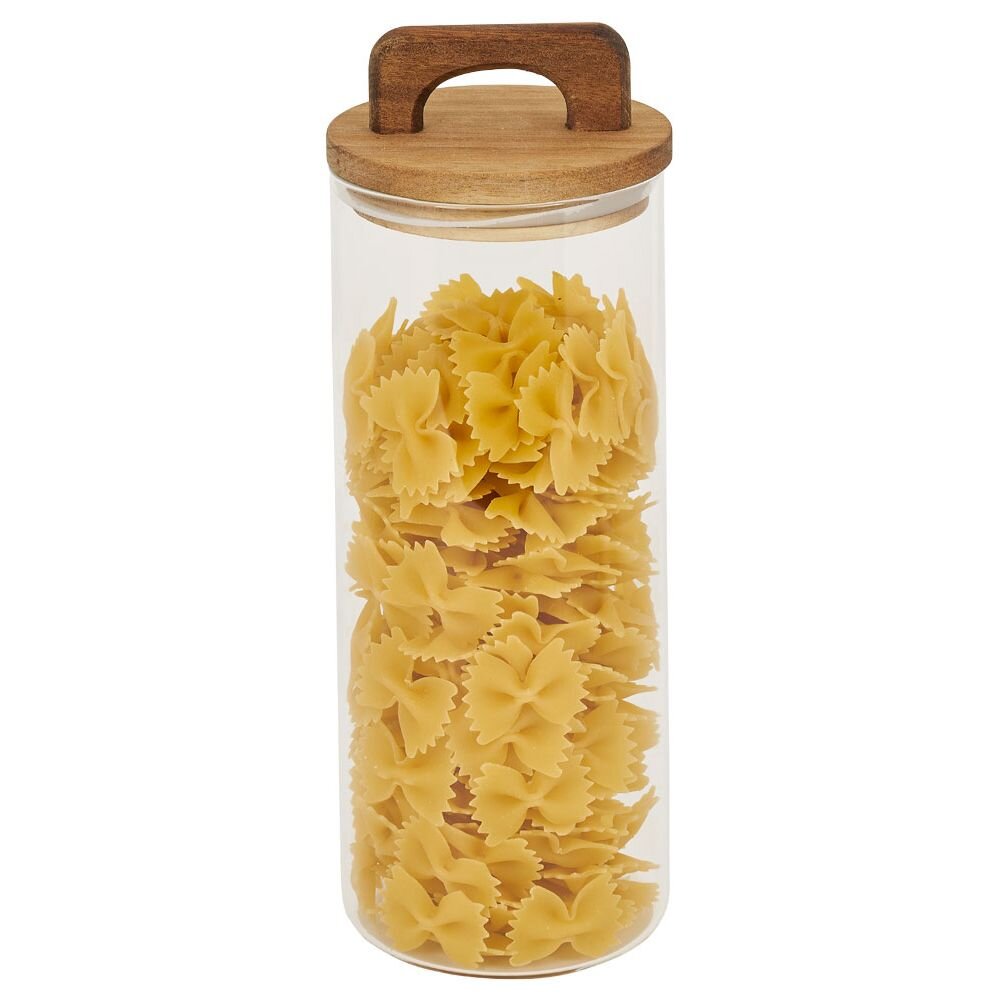 1.1L glass storage jar with wooden lid Ø9.5xH20cm