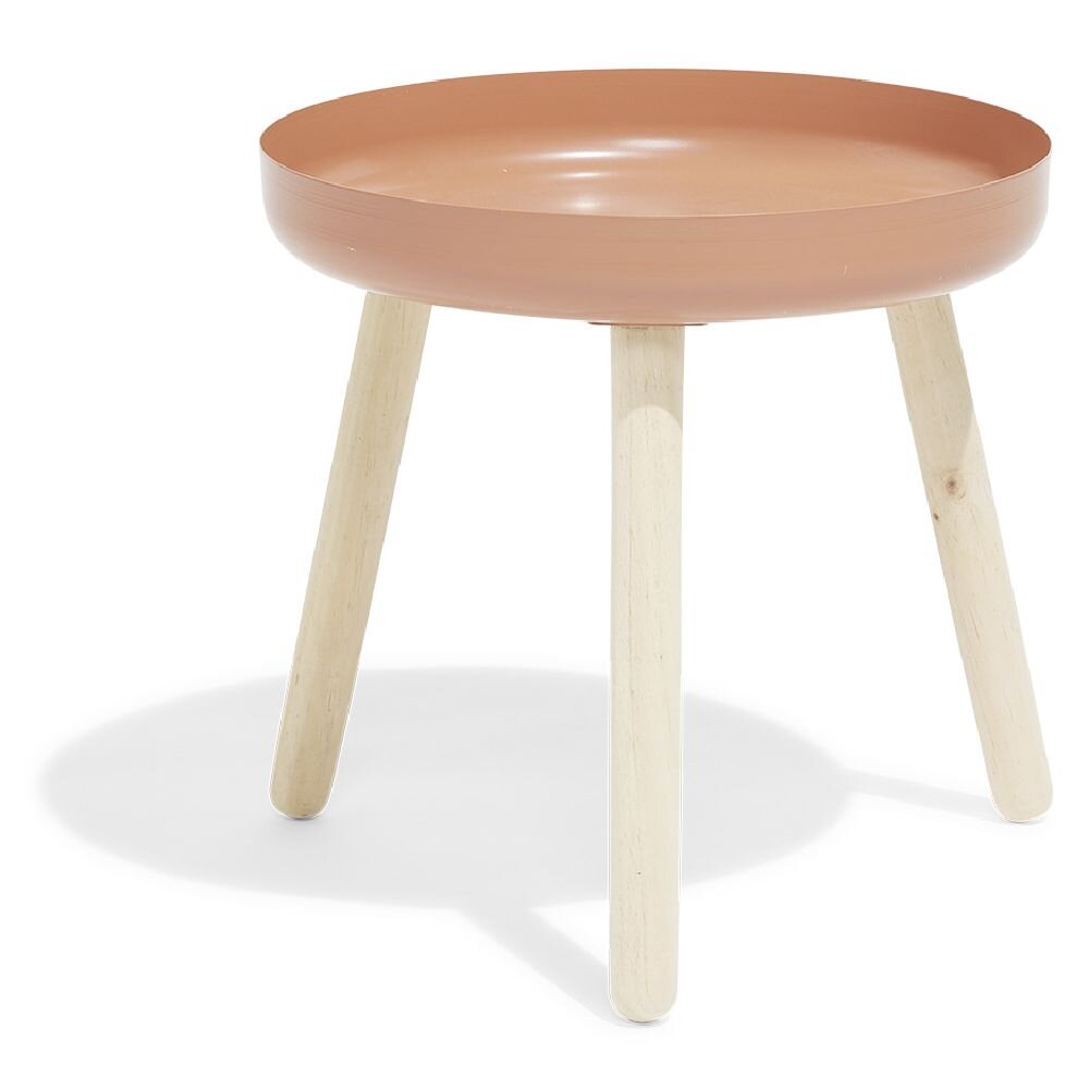 Echo side table Ø40xH40cm pine and terracotta steel