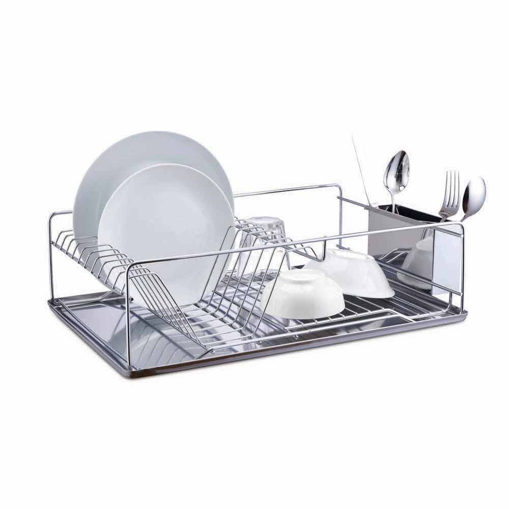 Dish drainer with stainless steel cutlery holder