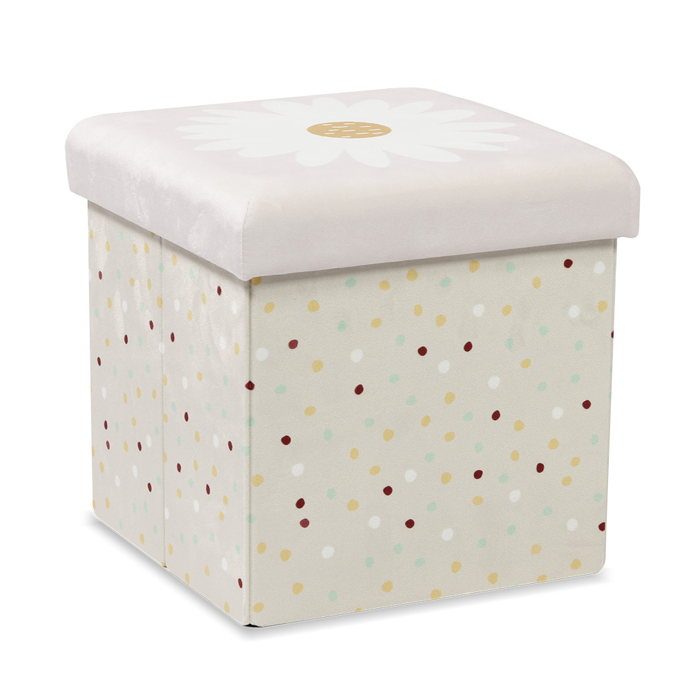Clara flower cube storage pouffe - L30xD30xH30 cm