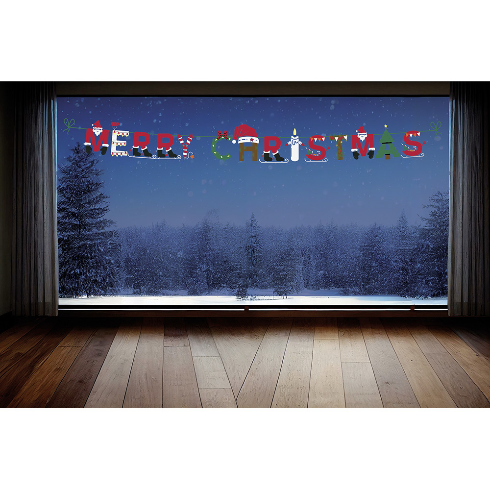 Electrostatic Christmas window decoration border Merry Christmas 120x20cm