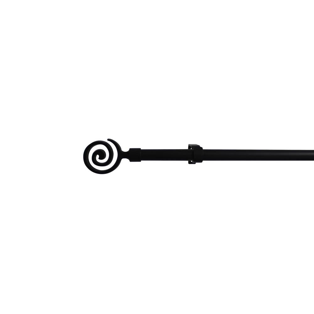 Extendable curtain rod kit 120-210 cm with black spiral finials