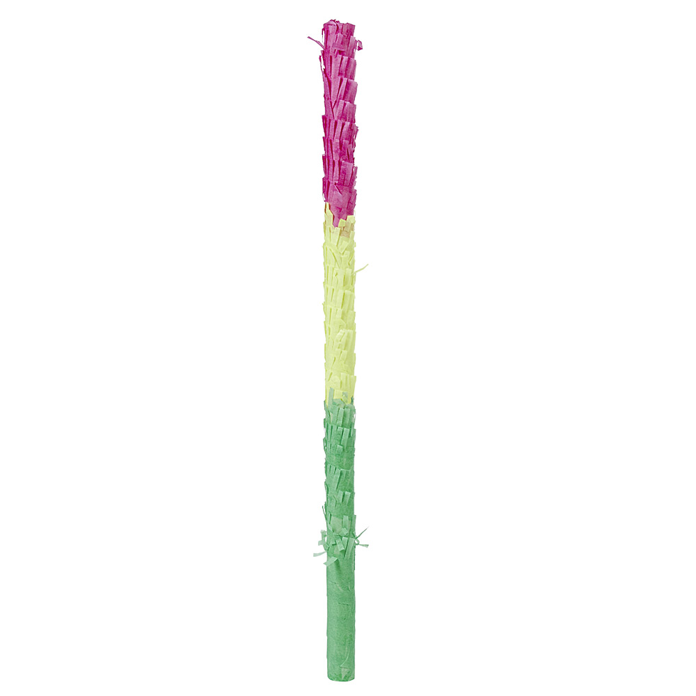 Green, yellow and red cardboard piñata stick