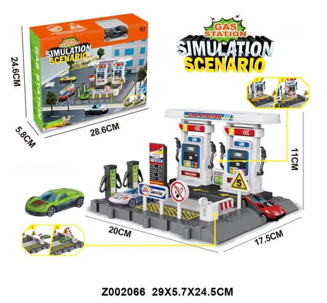 Loder blloqe ndërtimi pompe benzini + 1 veturë