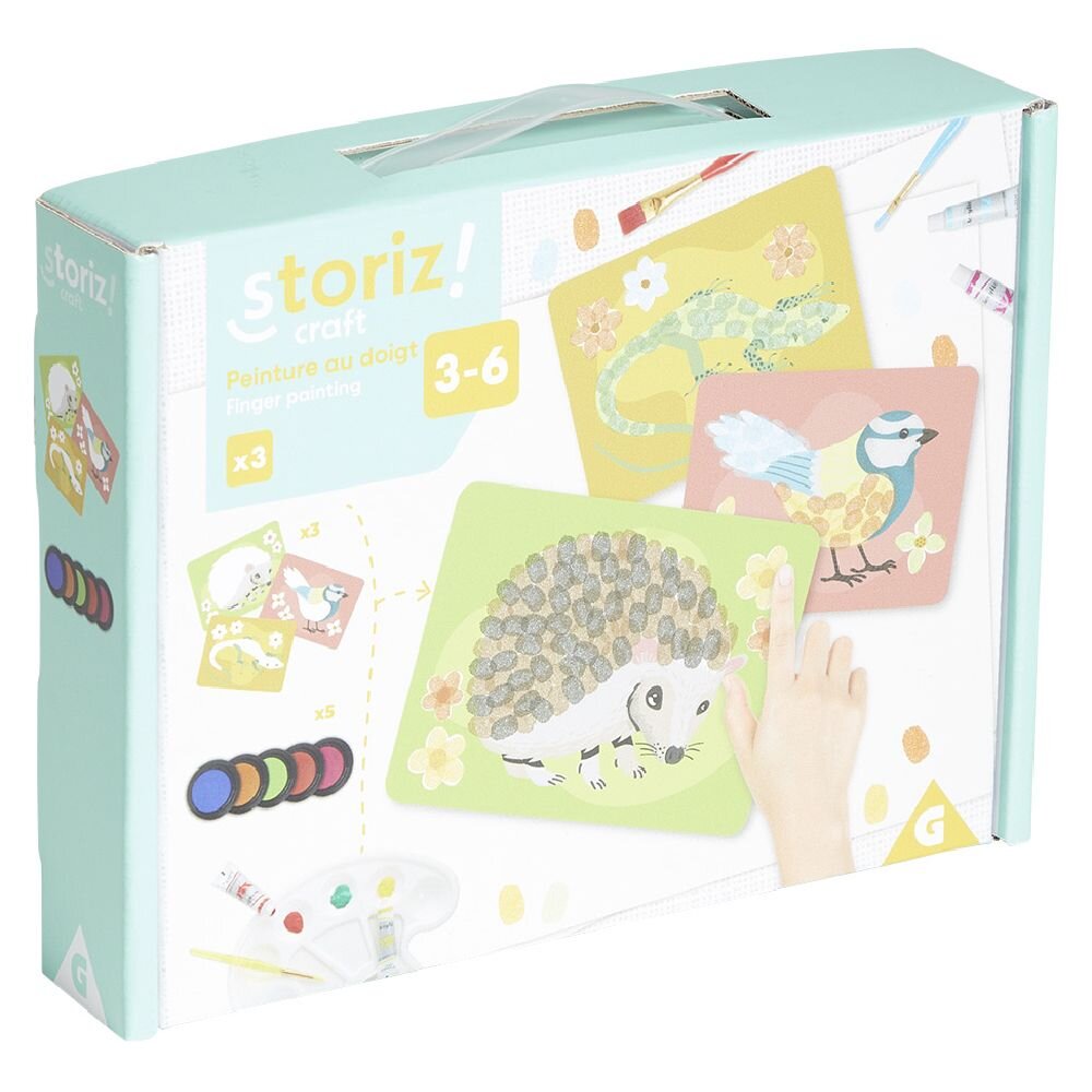 Finger painting activity with 3 animal pattern cards