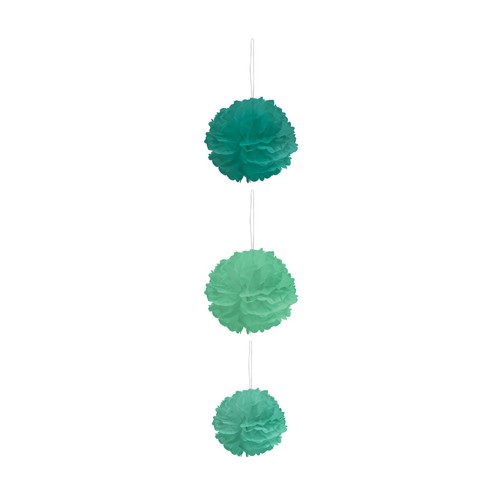 3 green paper cloth balls suspension