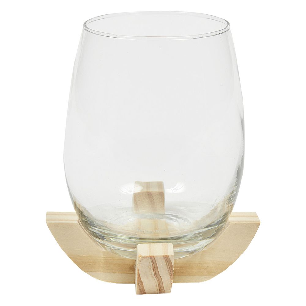 Glass tealight holder and pine cross base