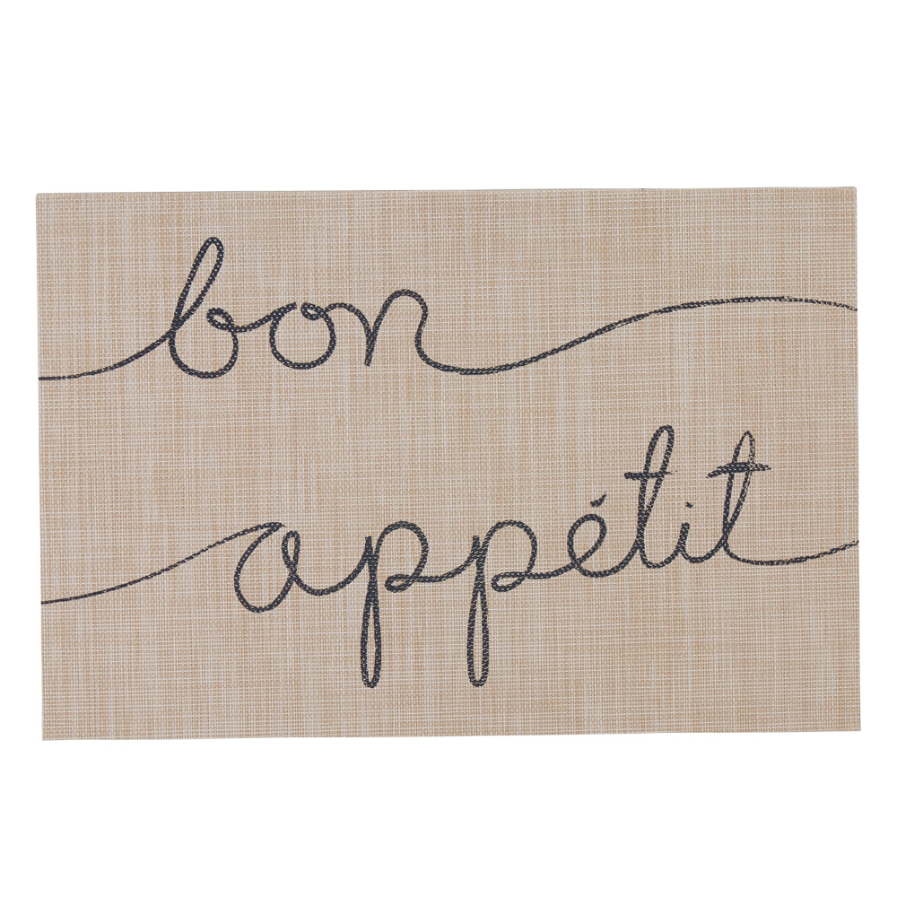 Bon appétit beige plastic rectangular placemat 